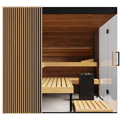 ThermaSol Aalto indoor sauna cabin, side elevation