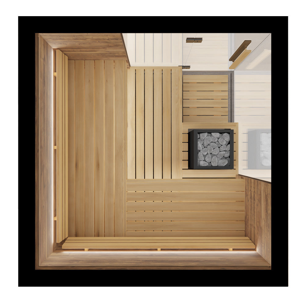 ThermaSol Astra indoor sauna cabin, overhead layout
