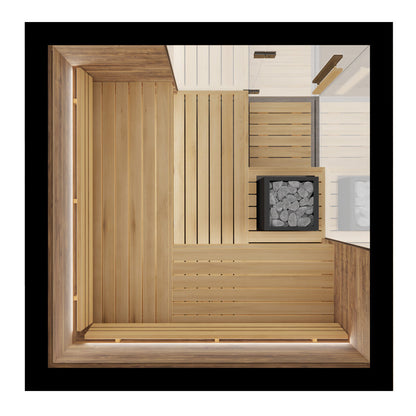 ThermaSol Astra indoor sauna cabin, overhead layout