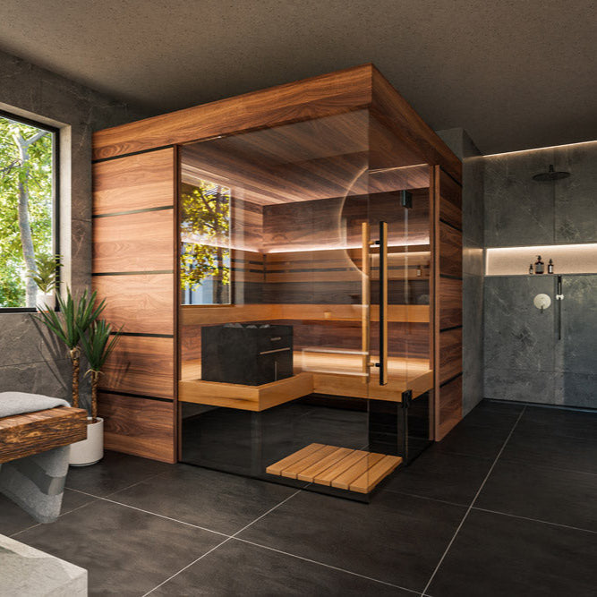 ThermaSol Astra indoor sauna cabin, the interior benches