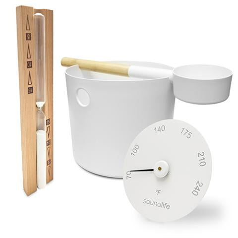 SaunaLife Sauna Essentials Set with Bucket, Ladle and Gauges, view 10