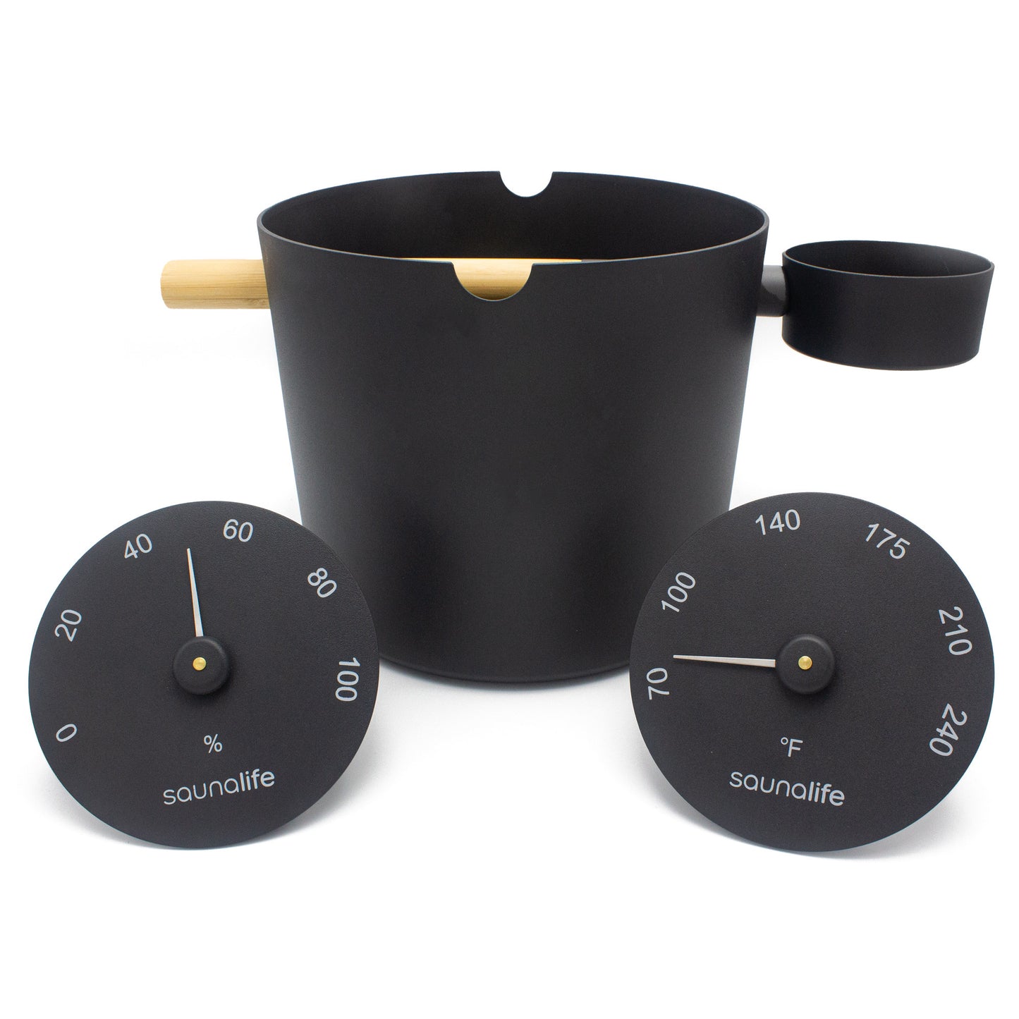 SaunaLife Sauna Essentials Set with Bucket, Ladle and Gauges, view 2