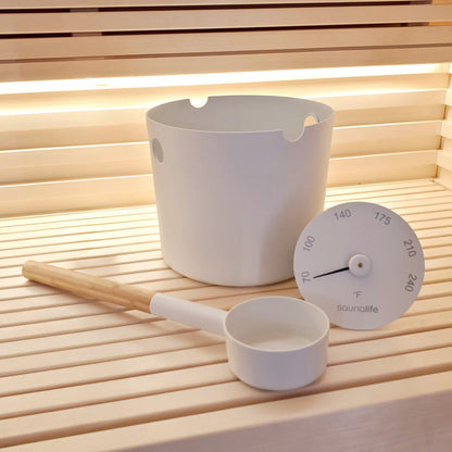 SaunaLife Sauna Essentials Set with Bucket, Ladle and Gauges, view 3