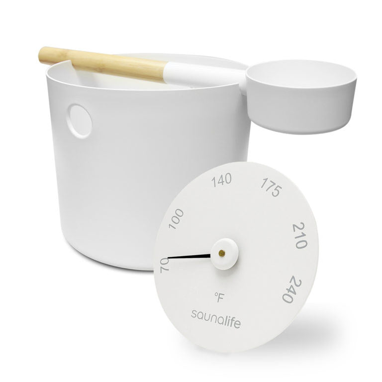 SaunaLife Sauna Essentials Set with Bucket, Ladle and Gauges, view 4