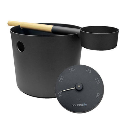 SaunaLife Sauna Essentials Set with Bucket, Ladle and Gauges, view 5