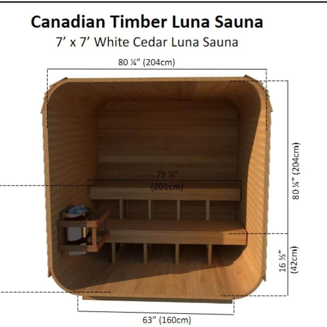 Dimension drawing of the CT Luna interior showing bench lengths and 80 and a quarter inches of interior height