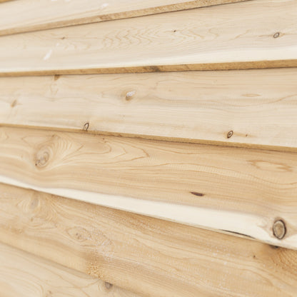 Close view of the CT Elation's Eastern White Cedar bevel siding