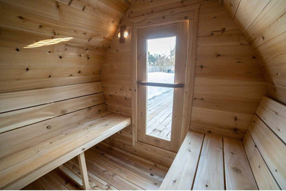 CT MiniPOD interior bench beside the small window with view to the deck