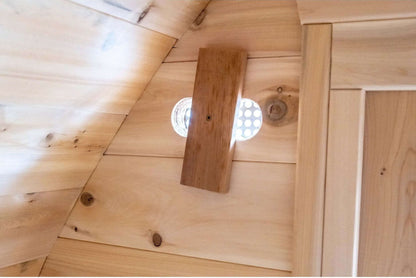 Adjustable cedar air vent inside the CT MiniPOD sauna