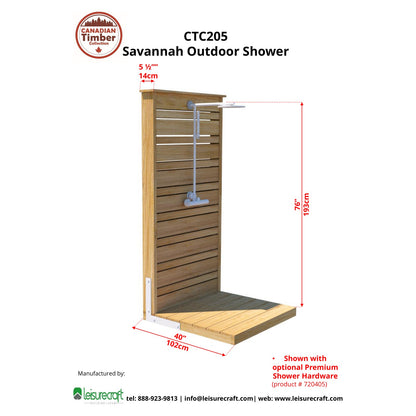 Side dimension drawing of the CT Savannah: 5 1/2 inch deep panel on a 40 inch pad, head 76 inches up, optional Premium hardware shown.