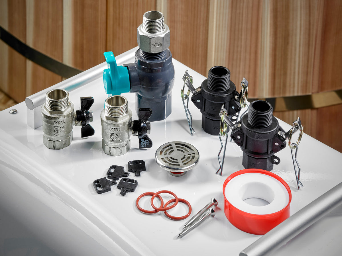 DCT Pacific Cedar Barrel cold plunge, included fittings and valves