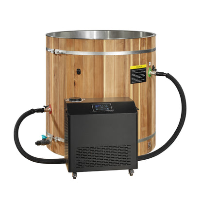 DCT Pacific Cedar Barrel cold plunge, shown with the chiller