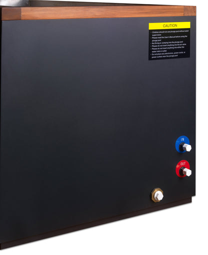 DCT Cuboid stainless cold plunge, spa connection fitting