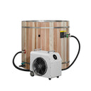 Dynamic Cold Therapy Pacific Cedar Barrel Cold Plunge Tub (304 Stainless Steel Interior) connected to the DCT Premier Edition WiFi chiller — available with the With Premier Chiller variant