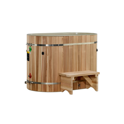 Front view of the Dynamic Cold Therapy Pacific Cedar Oval Barrel Cold Plunge Tub (Tub Only) (DCT-BO-50-PLPC-34) – cold plunge tub