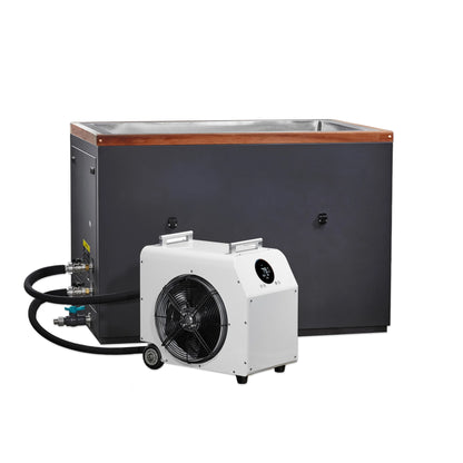 Front view of the Dynamic Cold Therapy Cuboid 304 Stainless Steel Cold Plunge Tub (Standard) (DCT-S-050-NS-34) – cold plunge tub