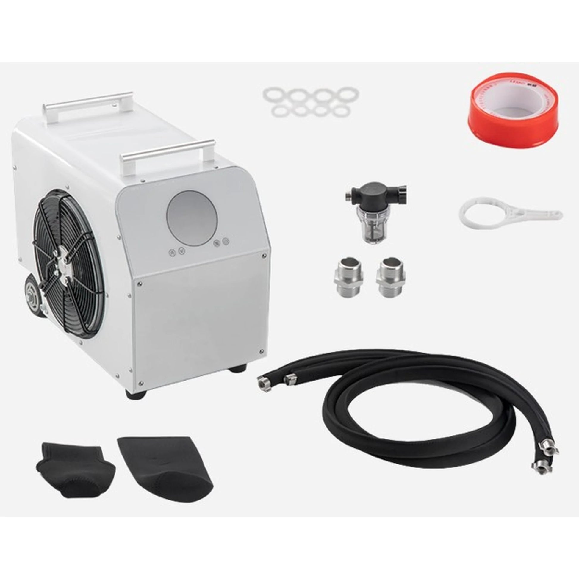 View with accessories of the Dynamic Cold Therapy 0.8 HP Chiller & Heater with WIFI APP (Premier Edition) (DCT-SV-08DO3) – cold therapy chiller