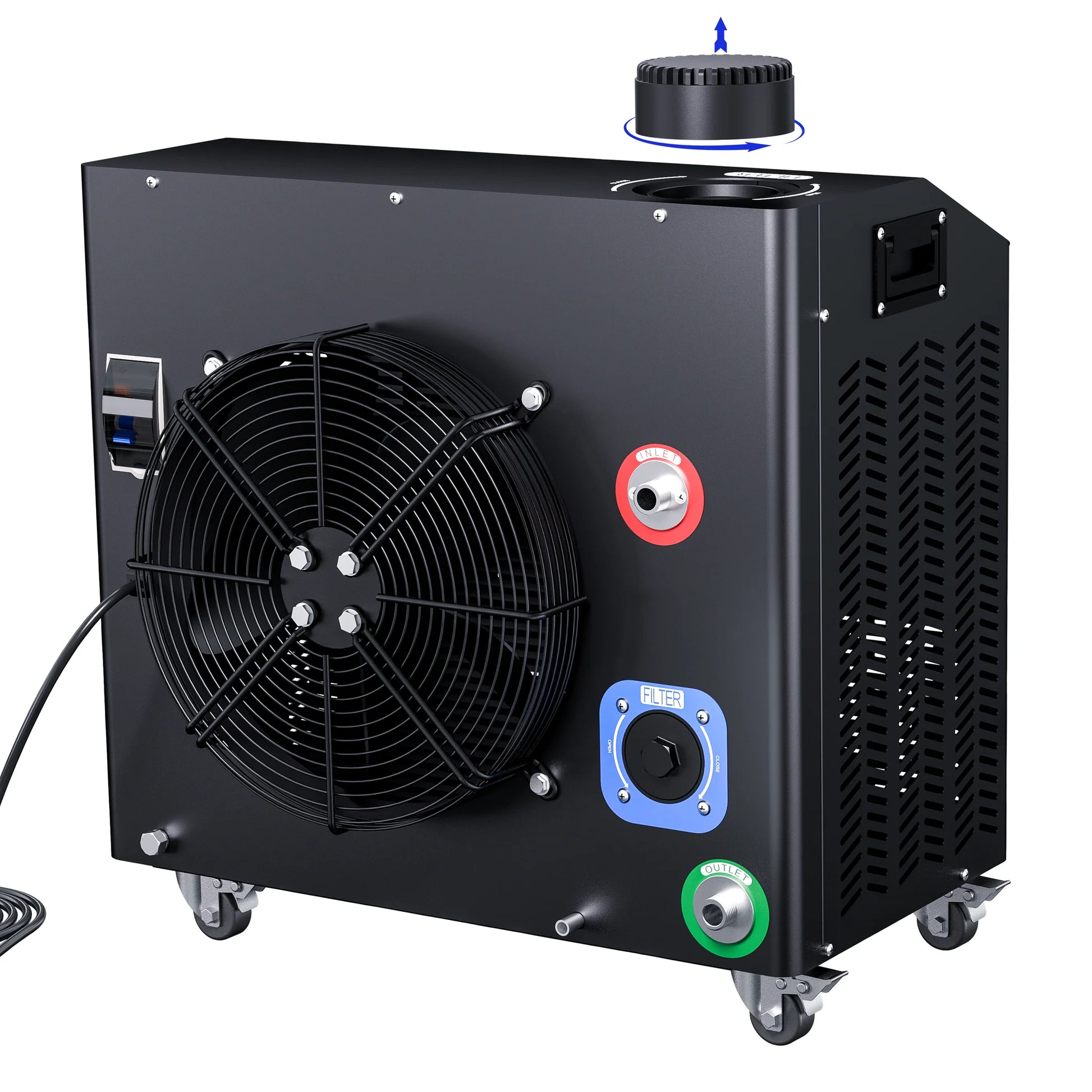 Rear filter access panel of the Dynamic Cold Therapy 0.8 HP Chiller & Heater with WIFI APP (DCT-SY-08-PRO) – cold therapy chiller