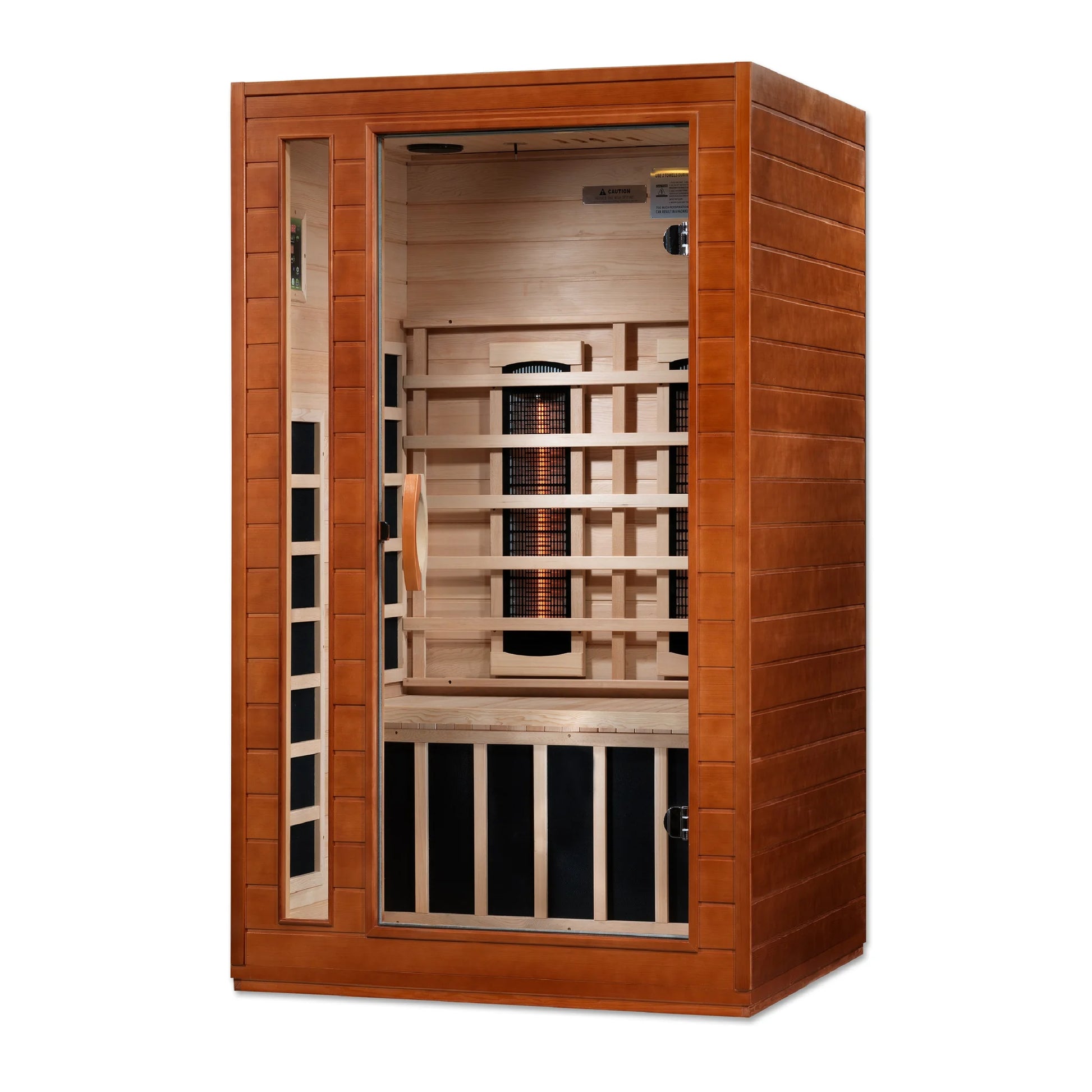Front view 2 of the Dynamic Cardoba 2-Person Full Spectrum Near Zero EMF FAR Infrared Sauna (DYN-6203-02 FS) – full spectrum infrared sauna
