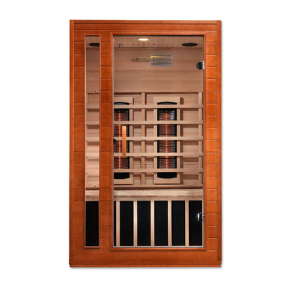 Front view of the Dynamic Cardoba 2-Person Full Spectrum Near Zero EMF FAR Infrared Sauna (DYN-6203-02 FS) – full spectrum infrared sauna