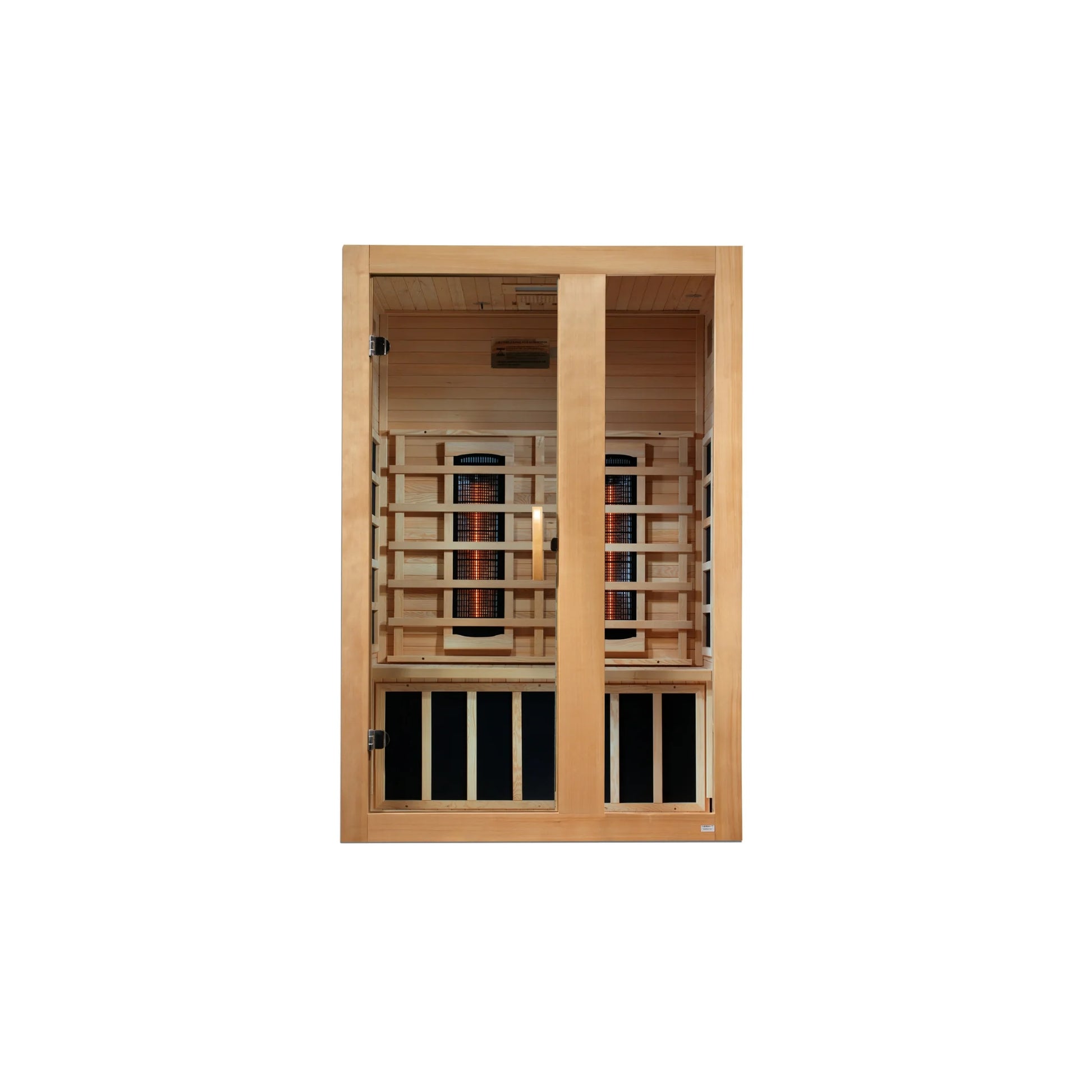 Front view of the Dynamic Serena 2-Person Full Spectrum Near Zero EMF FAR Infrared Sauna (DYN-6229-03 FS) – full spectrum infrared sauna