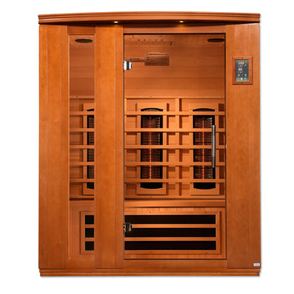 Front view 2 of the Dynamic Lugano 3-Person Full Spectrum Near Zero EMF FAR Infrared Sauna (DYN-6336-03 FS) – full spectrum infrared sauna