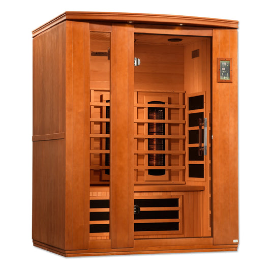 Front view 3 of the Dynamic Lugano 3-Person Full Spectrum Near Zero EMF FAR Infrared Sauna (DYN-6336-03 FS) – full spectrum infrared sauna