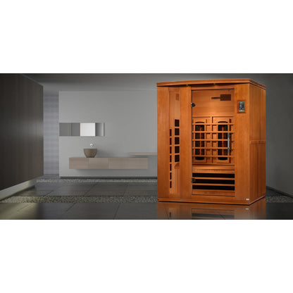 Front view of the Dynamic Lugano 3-Person Full Spectrum Near Zero EMF FAR Infrared Sauna (DYN-6336-03 FS) – full spectrum infrared sauna