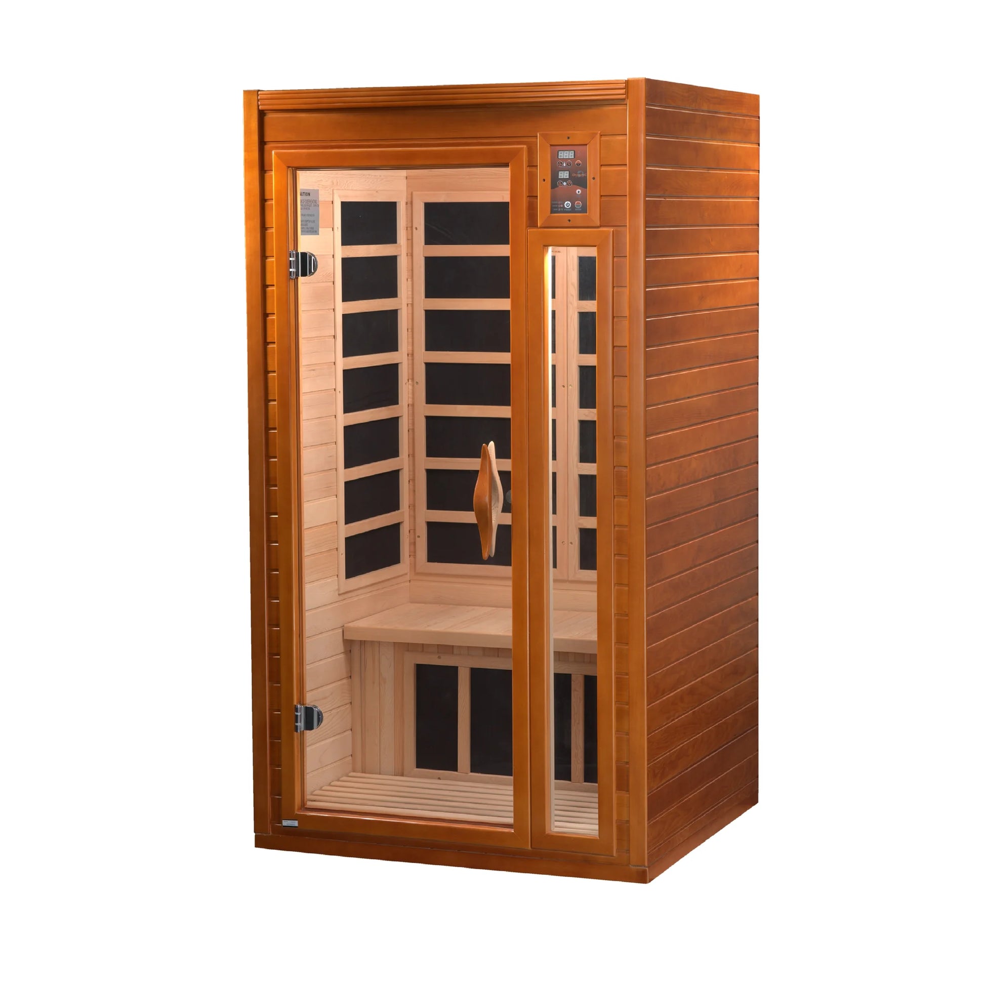Front view of the Dynamic Barcelona 1-2-Person Low EMF FAR Infrared Sauna (DYN-6106-01) – low EMF infrared sauna
