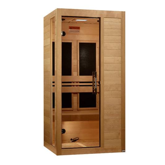 Front view 2 of the Dynamic Veneto 1-2-Person Low EMF FAR Infrared Sauna (DYN-6115-05) – low EMF infrared sauna