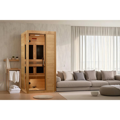 Front view 3 of the Dynamic Veneto 1-2-Person Low EMF FAR Infrared Sauna (DYN-6115-05) – low EMF infrared sauna
