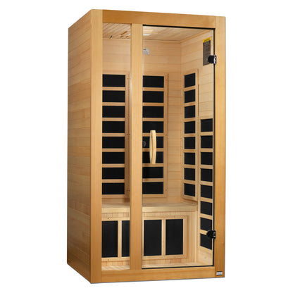 Exterior view of the Dynamic Gracia 1-2-Person Low EMF FAR Infrared Sauna (DYN-6119-01) – low EMF infrared sauna