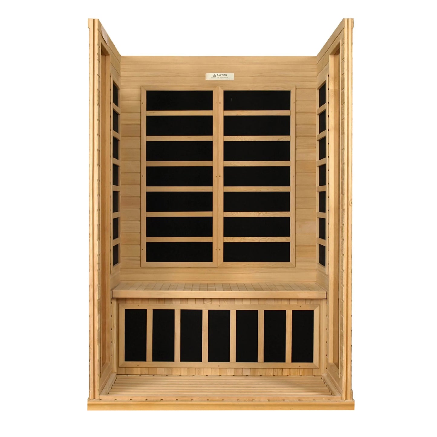 Front view of the Dynamic Versailles 2-Person Low EMF FAR Infrared Sauna (DYN-6202-03) – low EMF infrared sauna