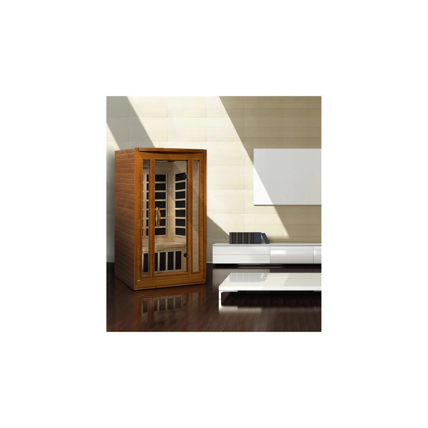Front view on white background of the Dynamic San Marino 2-Person Low EMF FAR Infrared Sauna (DYN-6206-01) – low EMF infrared sauna