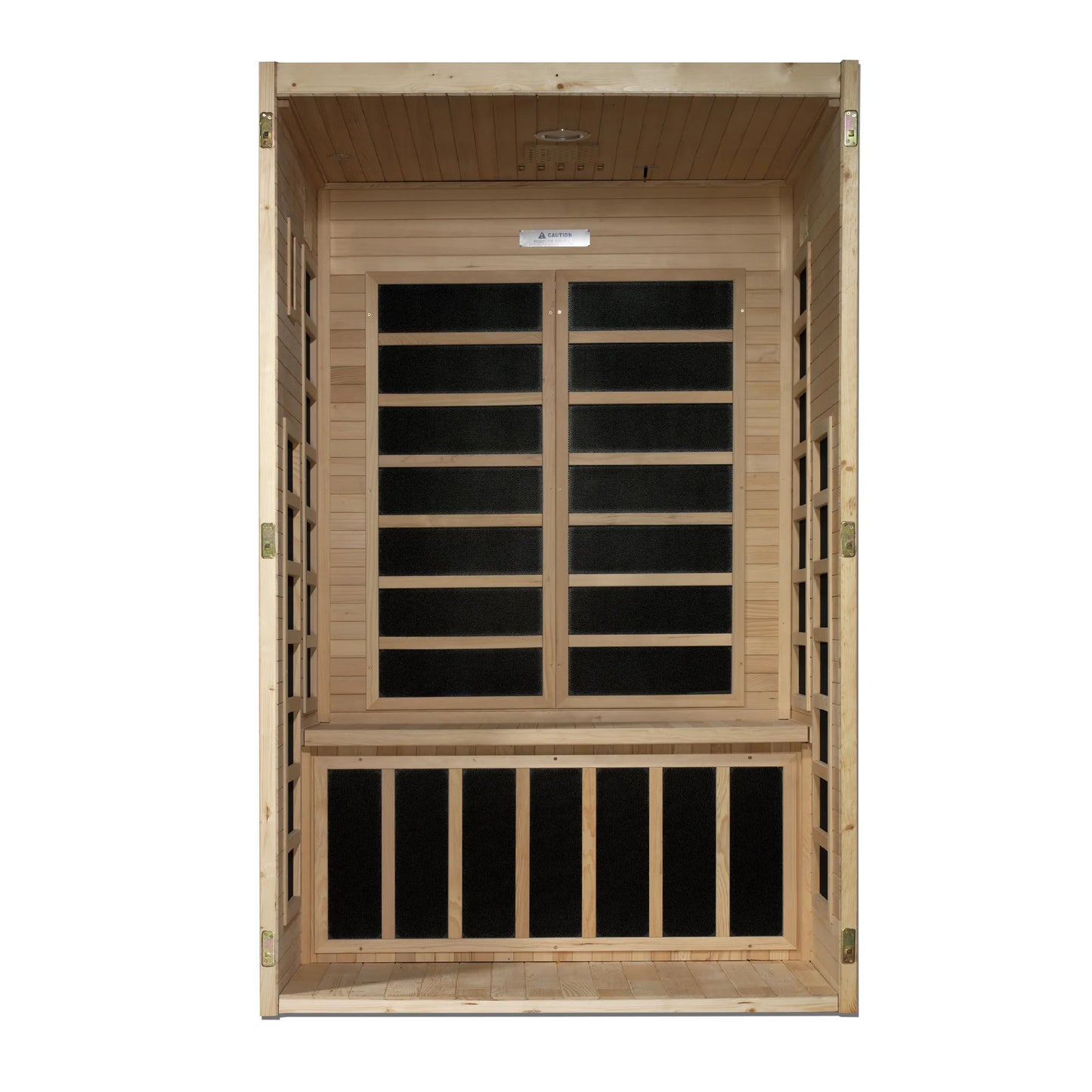 Front view 2 of the Dynamic Santiago 2-Person Low EMF FAR Infrared Sauna (DYN-6209-01) – low EMF infrared sauna