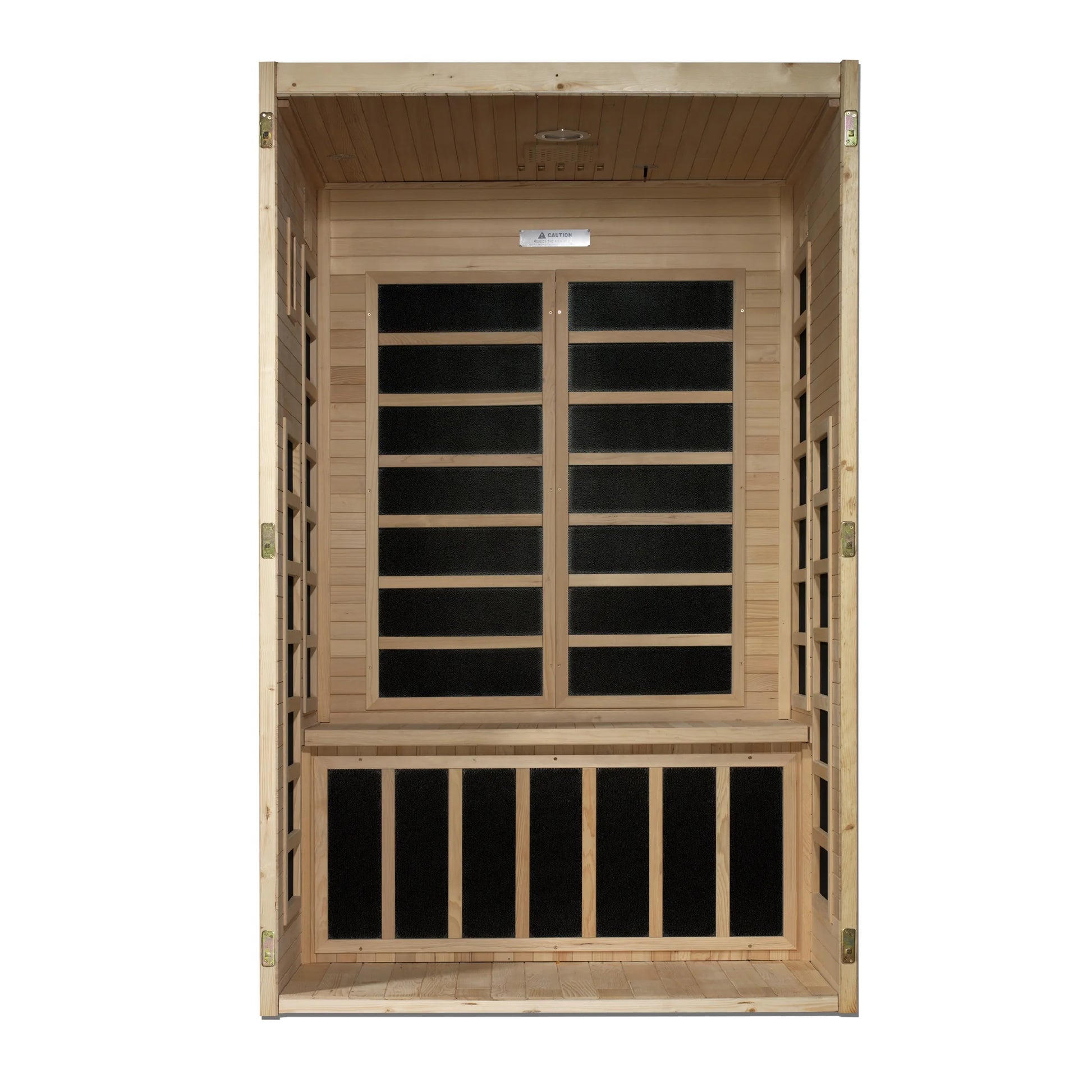 Front view 2 of the Dynamic Santiago 2-Person Low EMF FAR Infrared Sauna (DYN-6209-01) – low EMF infrared sauna