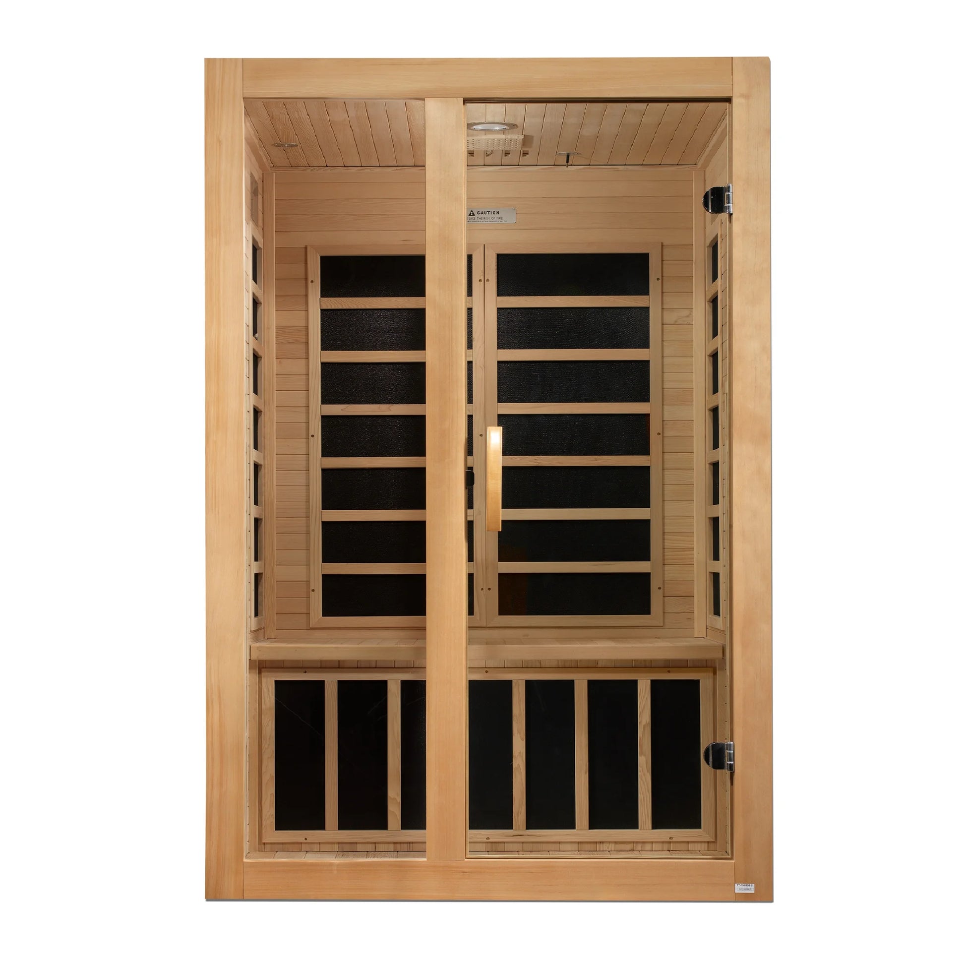 Front view of the Dynamic Santiago 2-Person Low EMF FAR Infrared Sauna (DYN-6209-01) – low EMF infrared sauna