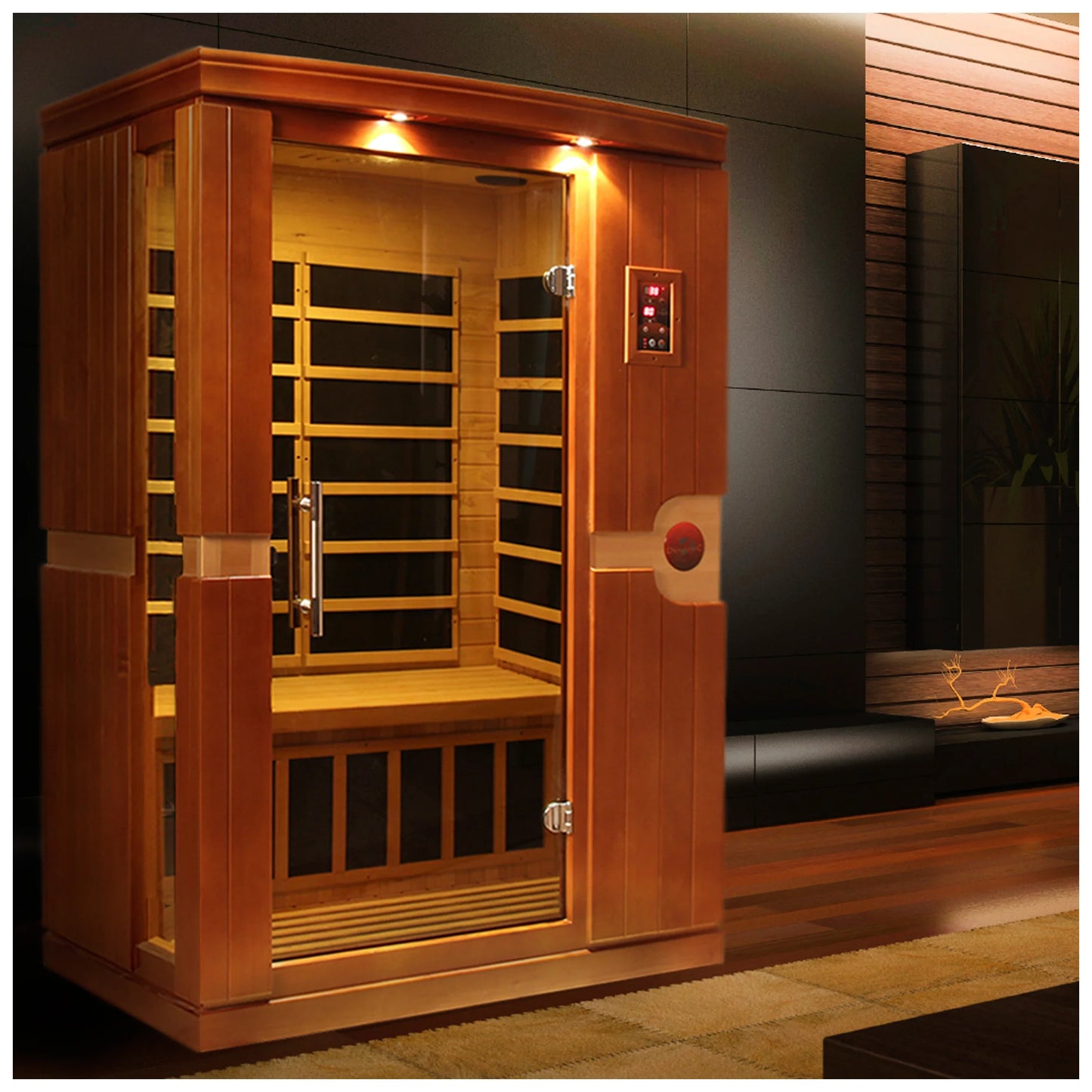 Front view of the Dynamic Venice 2-Person Low EMF FAR Infrared Sauna (DYN-6210-01) – low EMF infrared sauna