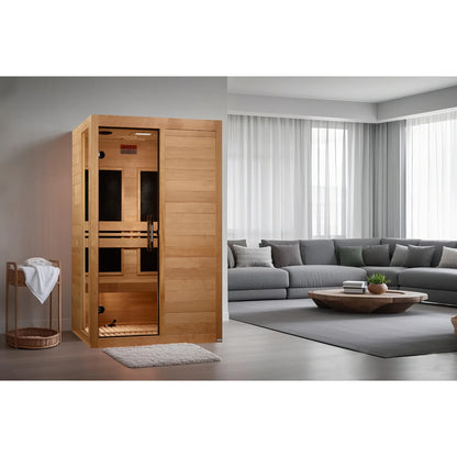 Front view 3 of the Dynamic Lucca 2-Person Low EMF FAR Infrared Sauna (DYN-6215-05) – low EMF infrared sauna