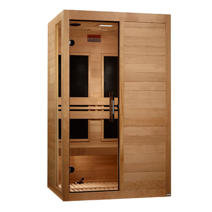 Front view of the Dynamic Lucca 2-Person Low EMF FAR Infrared Sauna (DYN-6215-05) – low EMF infrared sauna