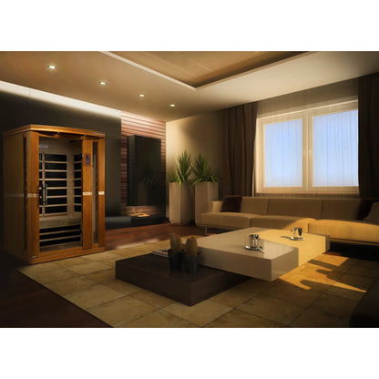 Front view on white background of the Dynamic Vittoria 2-Person Low EMF FAR Infrared Sauna (DYN-6220-01) – low EMF infrared sauna