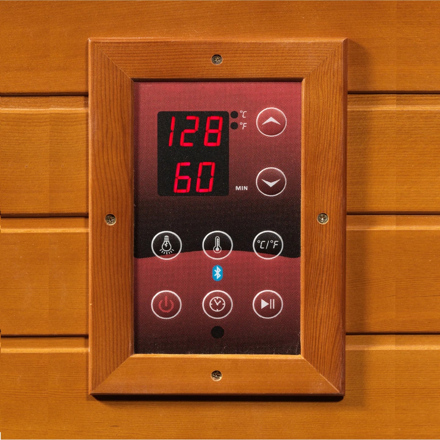 Digital control panel of the Dynamic Vittoria 2-Person Low EMF FAR Infrared Sauna (DYN-6220-01) – low EMF infrared sauna
