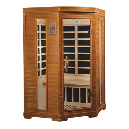 Front view 2 of the Dynamic Heming 2-Person Corner Low EMF FAR Infrared Sauna (DYN-6225-02) – low EMF infrared sauna