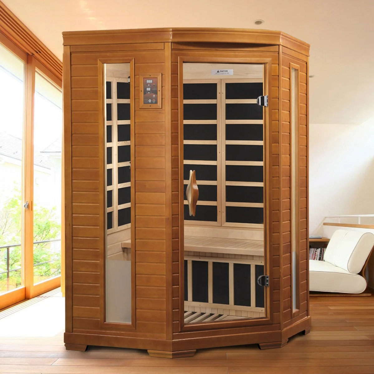 Dynamic Heming 2-Person Corner Low EMF FAR Infrared Sauna | Canadian Hemlock