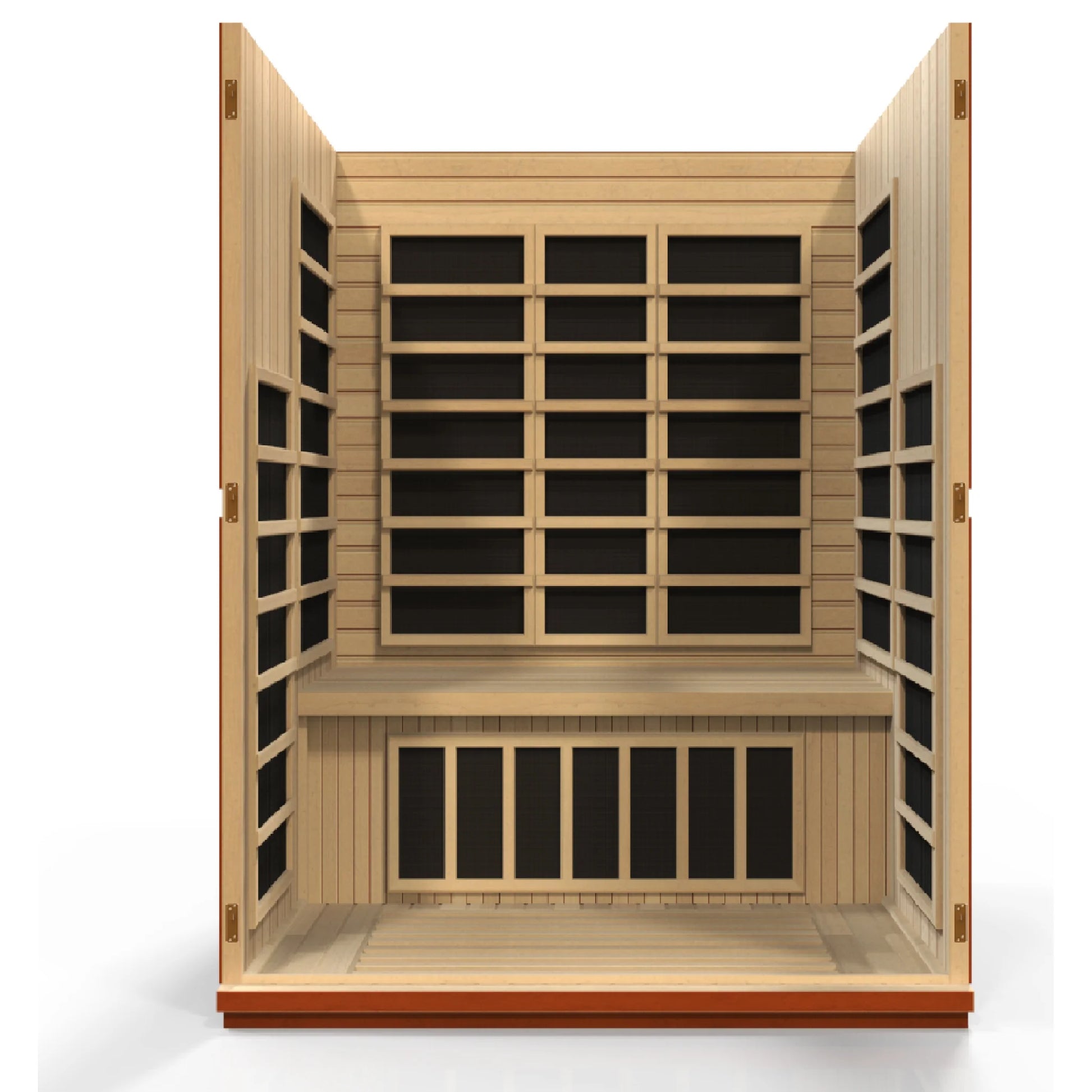 Interior bench view of the Dynamic Bellagio Elite 3-Person Ultra Low EMF FAR Infrared Sauna (DYN-6306-02 Elite) — infrared sauna