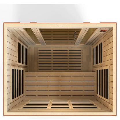 Detail view of the Dynamic Bellagio Elite 3-Person Ultra Low EMF FAR Infrared Sauna (DYN-6306-02 Elite) — infrared sauna