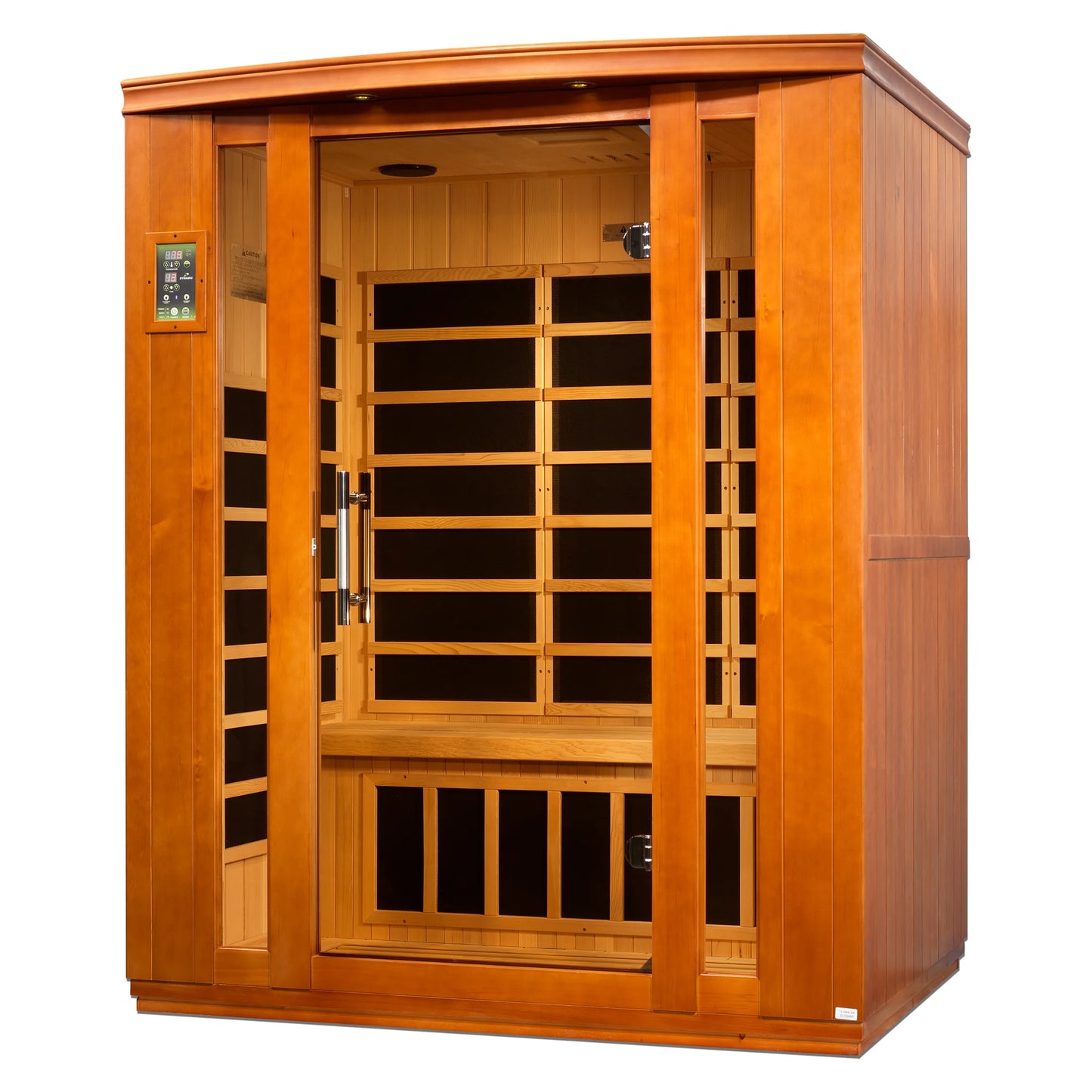 Angle view of the Dynamic Bellagio 3-Person Low EMF FAR Infrared Sauna (DYN-6306-02) – low EMF infrared sauna
