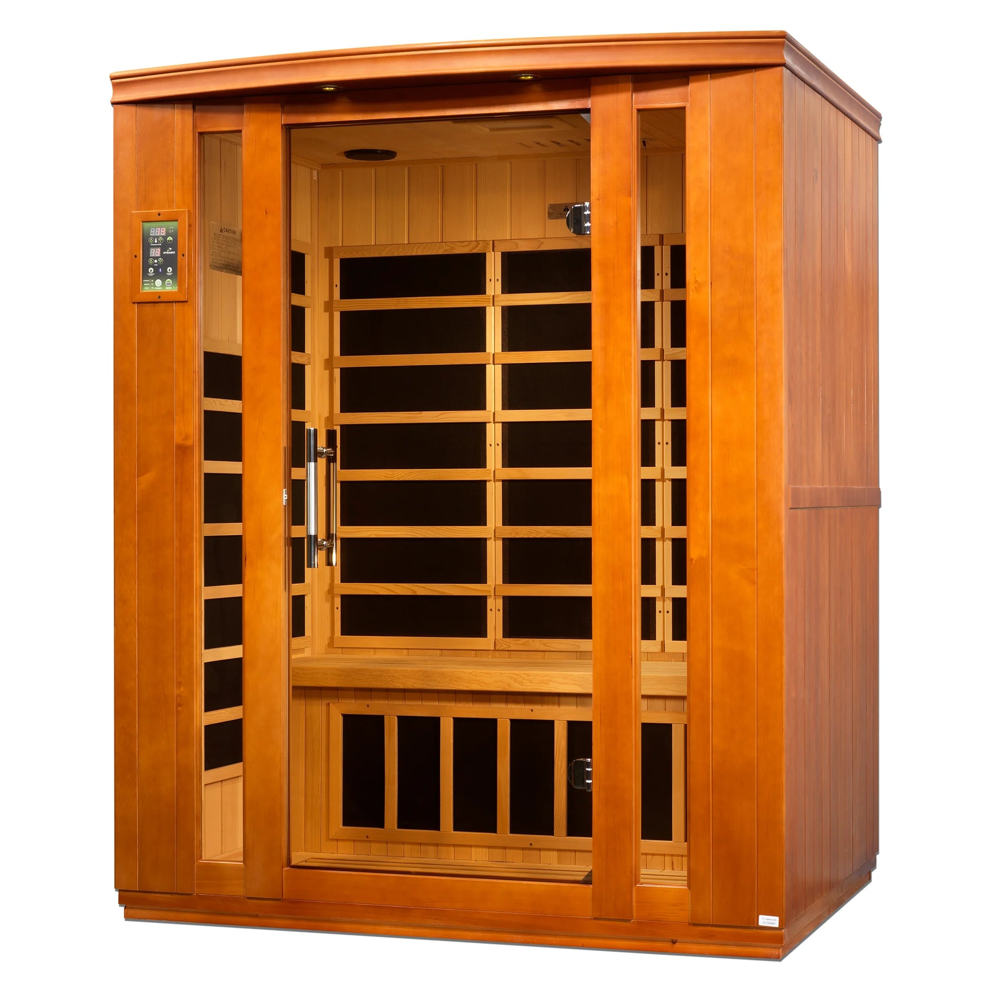 Angle view of the Dynamic Bellagio 3-Person Low EMF FAR Infrared Sauna (DYN-6306-02) – low EMF infrared sauna