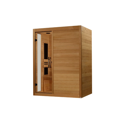 Front view 2 of the Dynamic Toscana 3-Person Low EMF FAR Infrared Sauna (DYN-6315-05) – low EMF infrared sauna