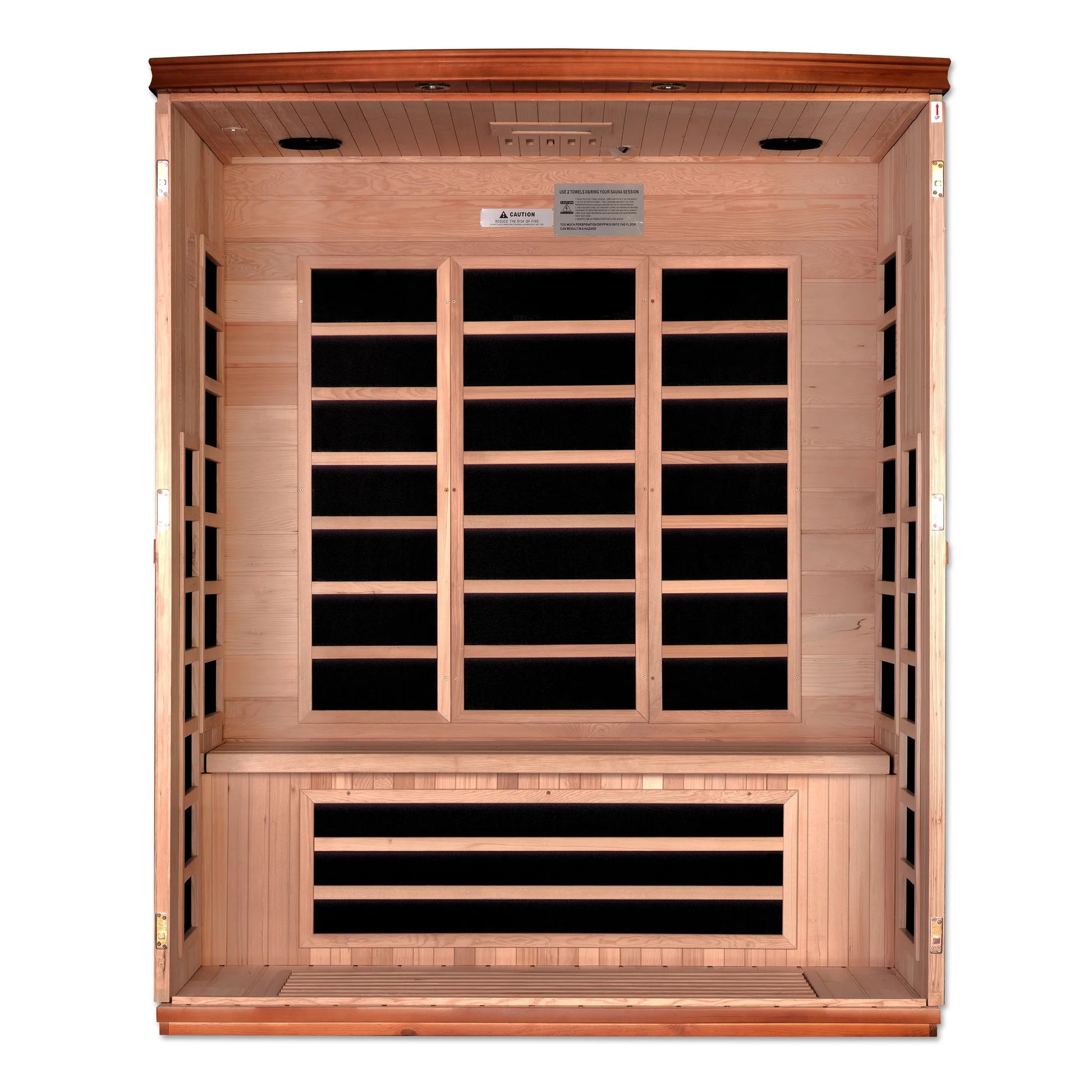 Front view 4 of the Dynamic Lugano 3-Person Low EMF FAR Infrared Sauna (DYN-6336-02) – low EMF infrared sauna